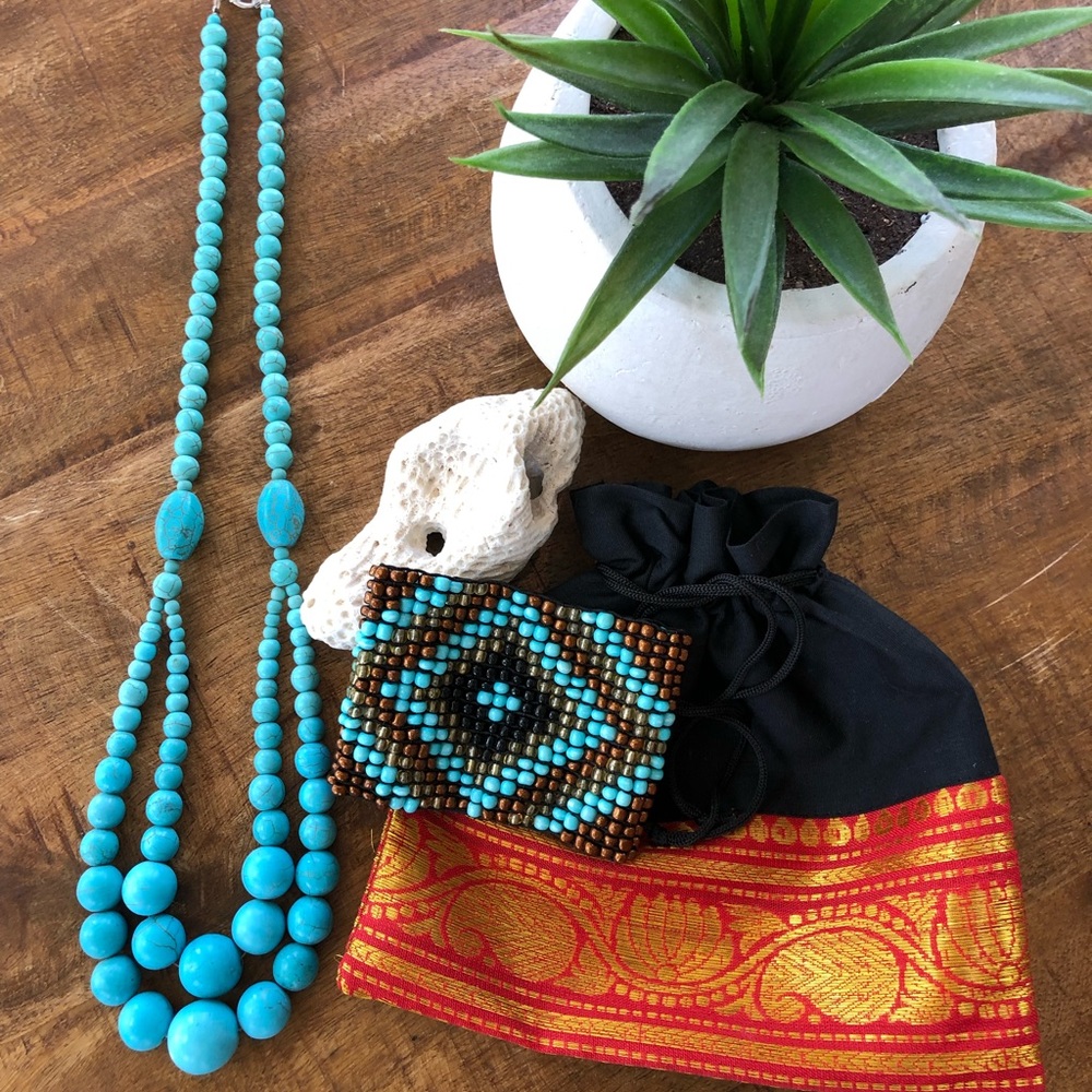 Statement necklace and beaded cuff!